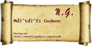 Mátéfi Gedeon névjegykártya